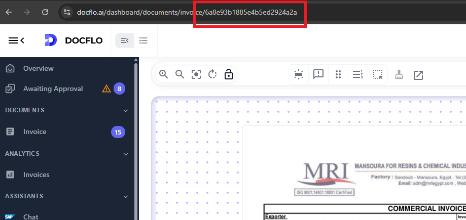 Copy document ID from the URL